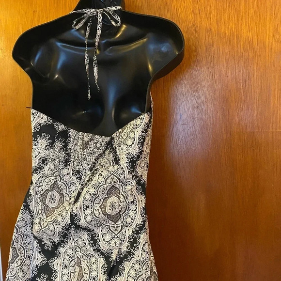 H&M Elegant Halter Neck Knee Length Dress Timeless Blue and White Baroque Print - Picture 16 of 16